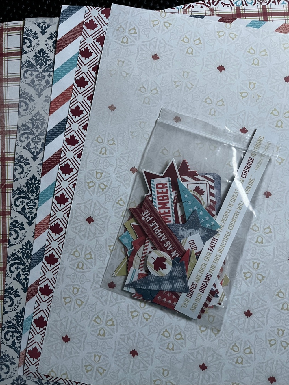 Creative Memories Red, Blue, Cream & Gold Decorative Craft Paper Set